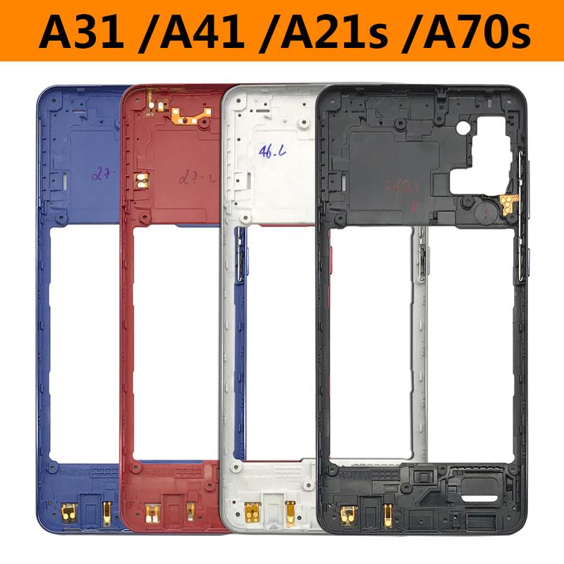 Housing Middle Frame Bezel Middle Plate Cover With Volume Power Button Side Key For Samsung A21S A31 A41 A70S