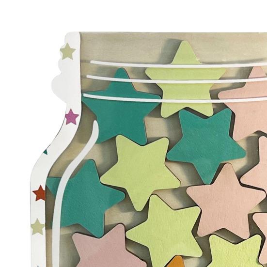 Деревянная банка для наград с 25 цветными звездами. Подставка для детей и студентов. Достижение позитивного поведения.