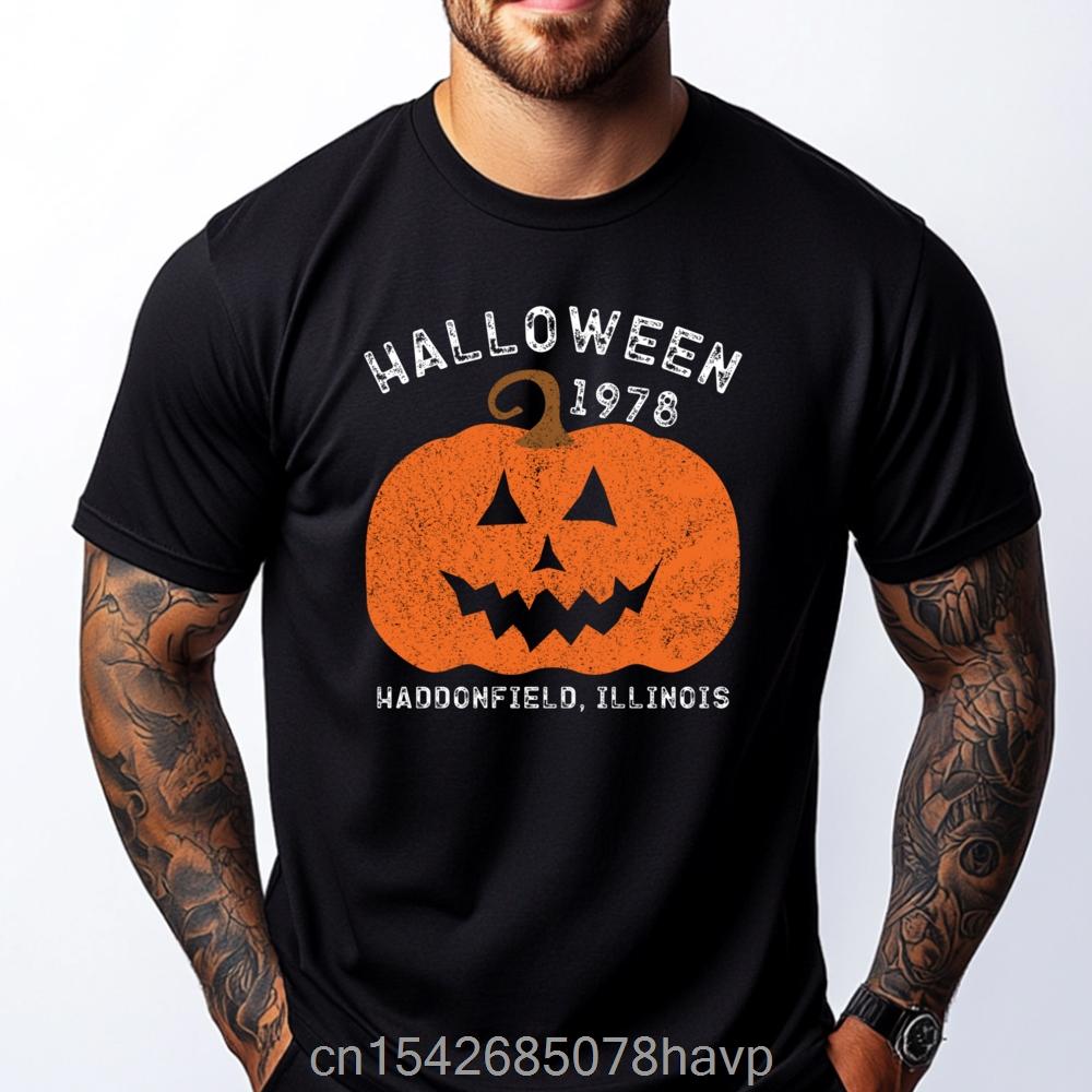 Halloween 1978 Holiday Spooky Scary Pumpkin Haddonfield Black Cat Graphic Tee Classic Clothes Retro Style