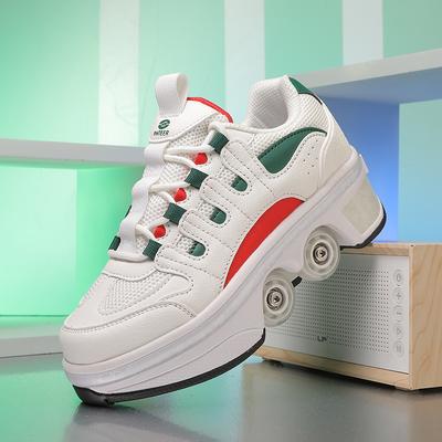 Модные женские кроссовки на роликах с высоким верхом и 4 колесами, автоматические выдвижные кроссовки унисекс на колесиках, двухцелевые коньки, повседневная обувь