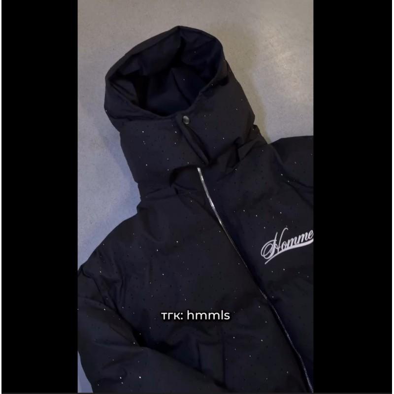 Унисекс хлопковая стеганая куртка с капюшоном и принтом в виде букв Hip Hop Streetwear Зимняя верхняя одежда