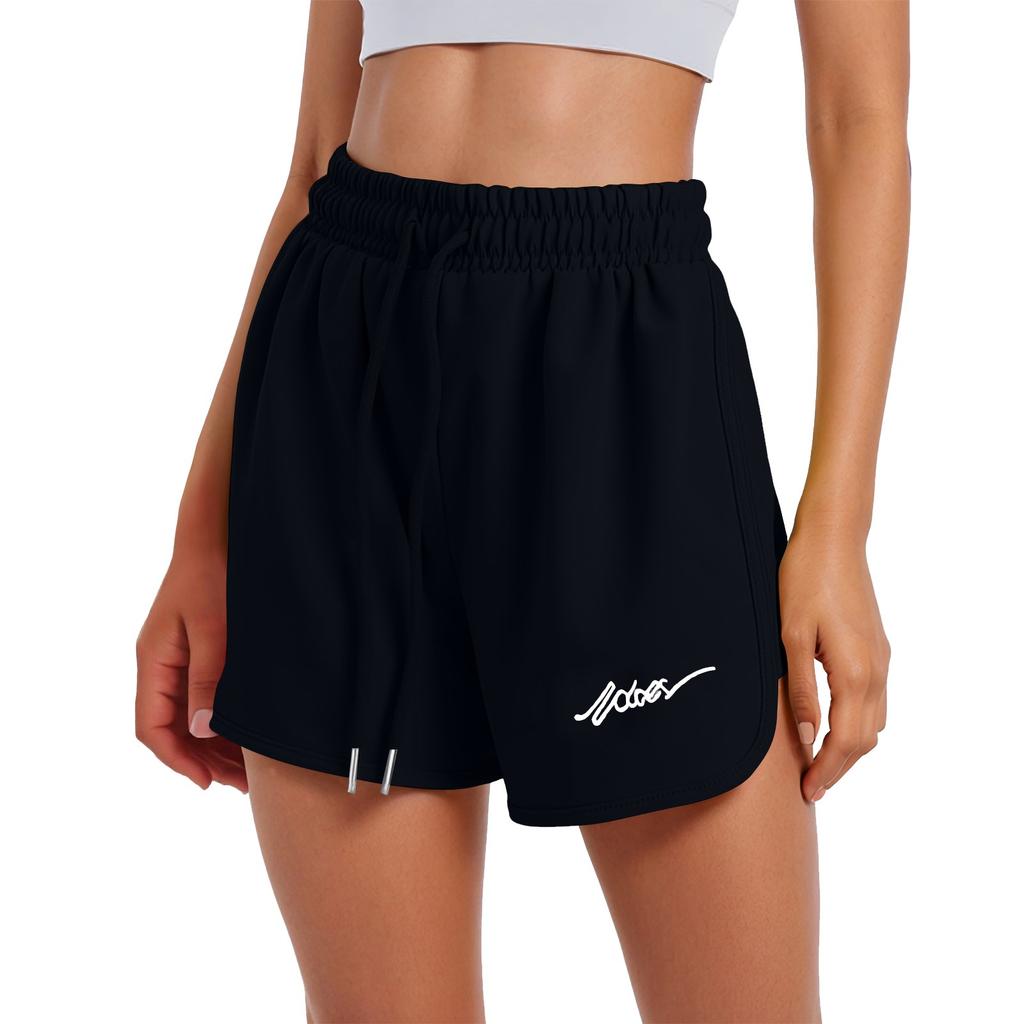 Женские спортивные шорты, повседневные свободные однотонные шорты с эластичной резинкой на талии