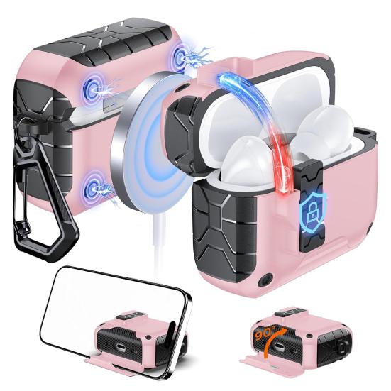 2Pcs Earbud Protective Case for AirPods Pro 3 Charging Case Portable Shockproof Wireless Earphone Cover Protector Shell Skin with Safety Lock Phone