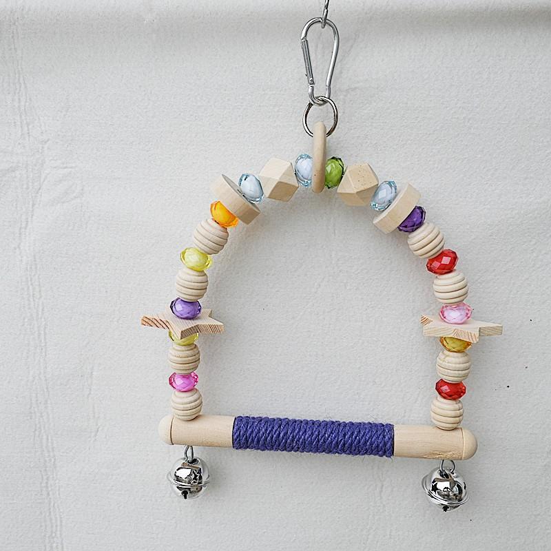 Bird Toy Comfortable Swing with Hemp Rope Wooden Standing Pole Building Blocks Chewing and Grinding Teeth Supplies