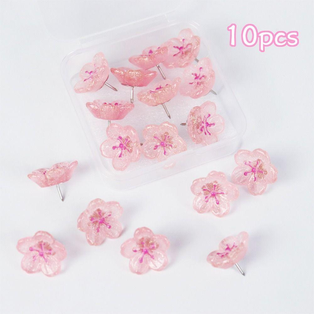 10/20/30Pcs 3D Board Push Pin DIY Pink Flower Push Pins Portable Decorative Studs  Stationery