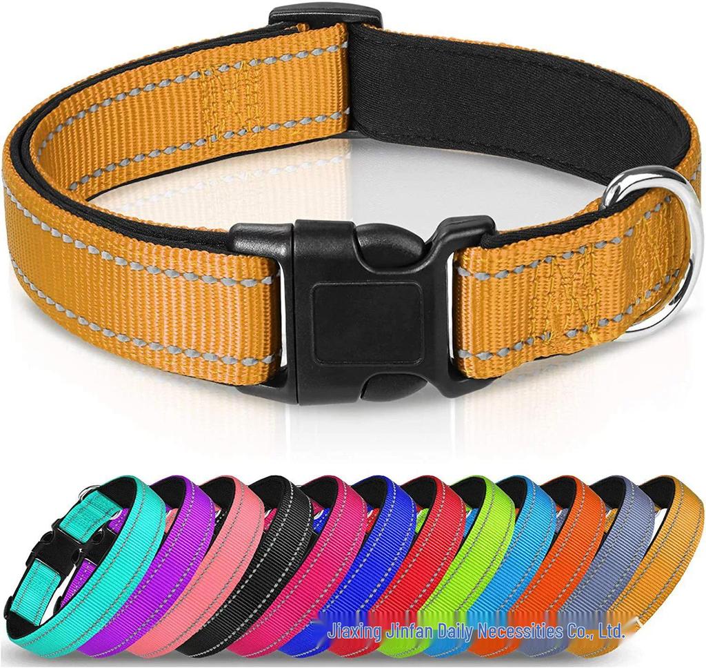 Adjustable Reflective Breathable Nylon Dog Collar and Leash Set - Medium Size