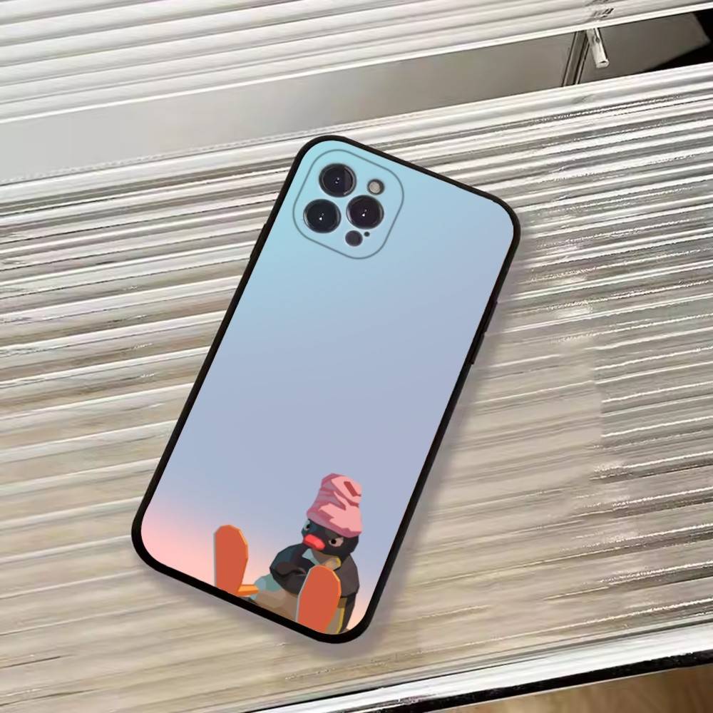 Милый Чехол-Пингвин Пингу для Телефона iPhone 17, 16,15,14,13,12,11 Plus,Pro Max, Других Мягкий Черный Чехол