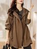 Plus Size Solid Hooded Trench Coat, Casual Zip Up Long Sleeve Coat, Women's Plus Size Clothing