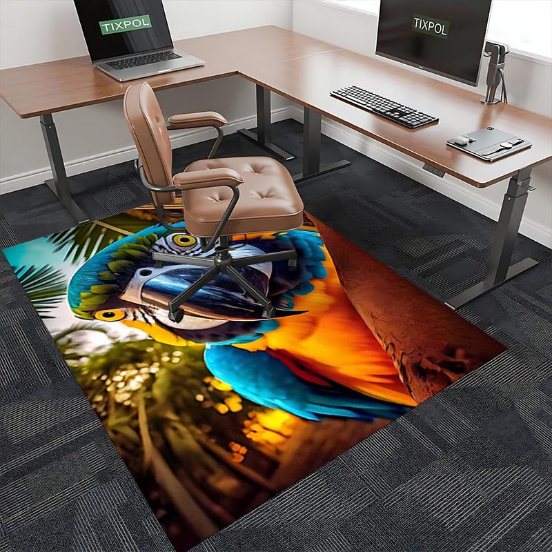 1pc Blue and Yellow Macaw Chair Mat: Anime Cartoon Design Office Rug for Non-Slip Carpet, Suitable for Home Decor, Living Room, Bedroom, Game Room, an