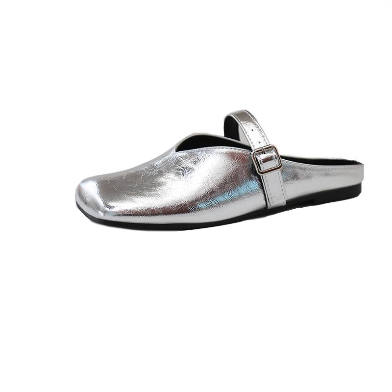 2025 Весна Лето Женские Мюли Тапочки Обувь Мода Закрытый Носок Слипоны Слайды Повседневный Уличный Стиль Балетки