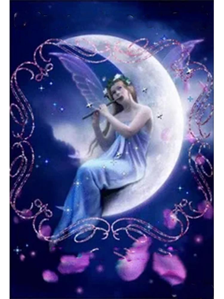 5D Diamond Art Elf Dust Moon Full Diamond DIY Diamond Painting Бабочка Девушка Мозаика Картина Кристалл Вышивка Персонаж Искусство