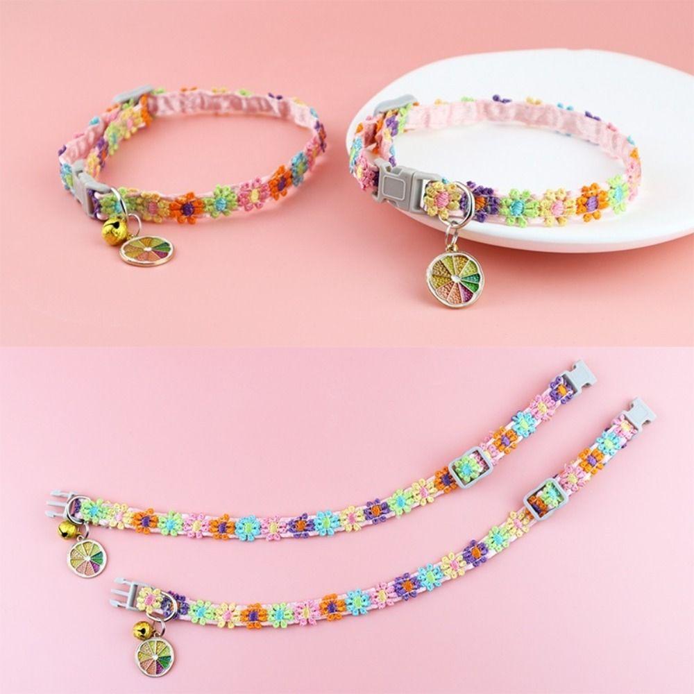 Candy Color Cat Necklace With Bell Pendant Pet Accessories Cute Puppy Neck Strap Cat