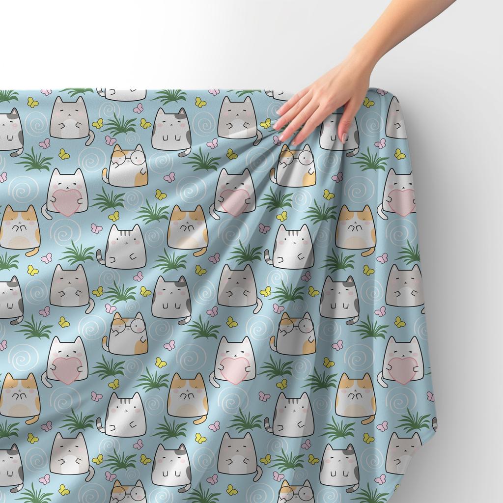 Royal Samt Stoff Polyester Zum Nähen - Motiv Süße Kawaii Katzen