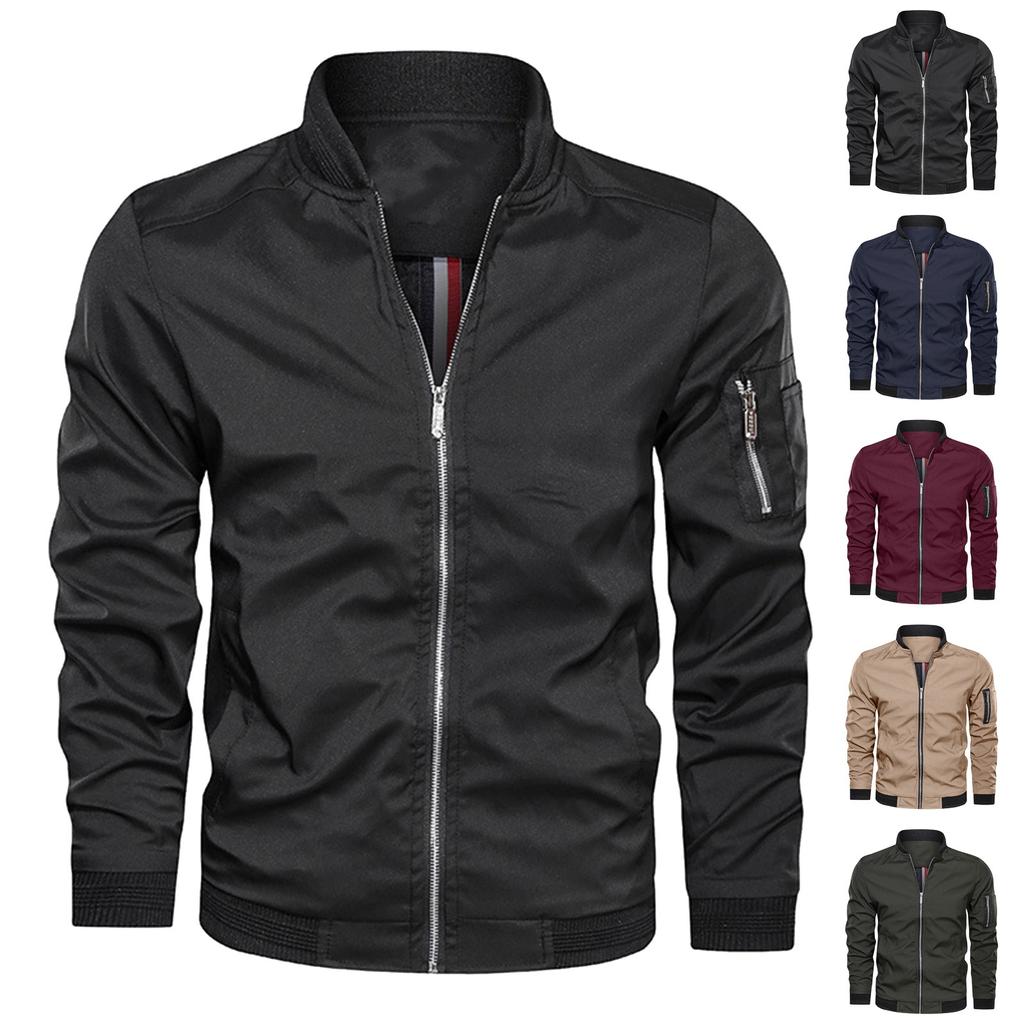 Spring And Youth Men's Stand Collar Zipper Casual Jacket Men's Coat