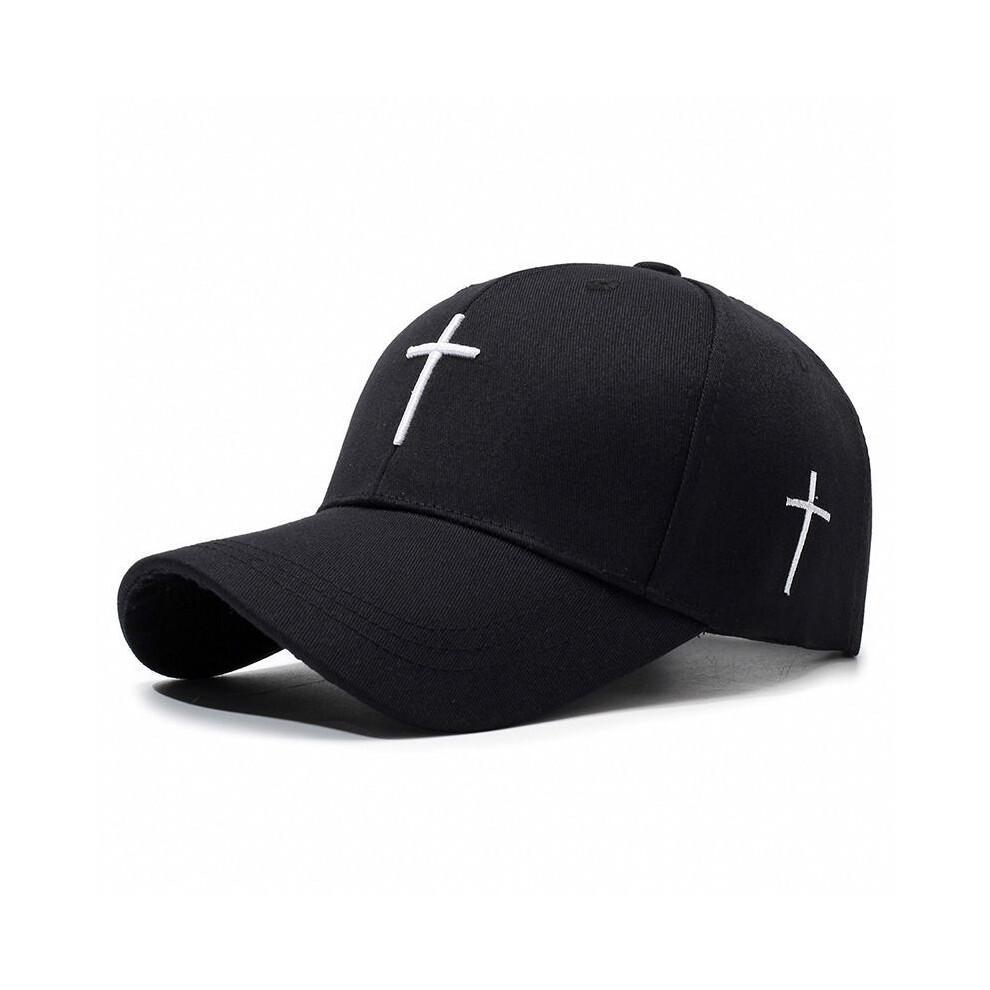 (Black ) Cross Embroidery Baseball Cap Breathable Peaked Caps Outdoor Hats Gift Fashion