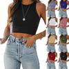 Women's Summer Fashion Sexy Solid Color Fashion Sleeveless Round Neck Undershirt T-Shirt Top