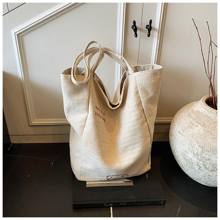 Двусторонняя холщовая сумка с полосками на спине, женская сумка-тоут большой вместимости в ленивом стиле, студенческая сумка для досуга и шоппинга