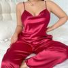Spring and Summer Fashion Pajamas, Women's Strappy Long Pants, Two-piece Ice Silk Sexy Casual Light and Thin Home Wear Set