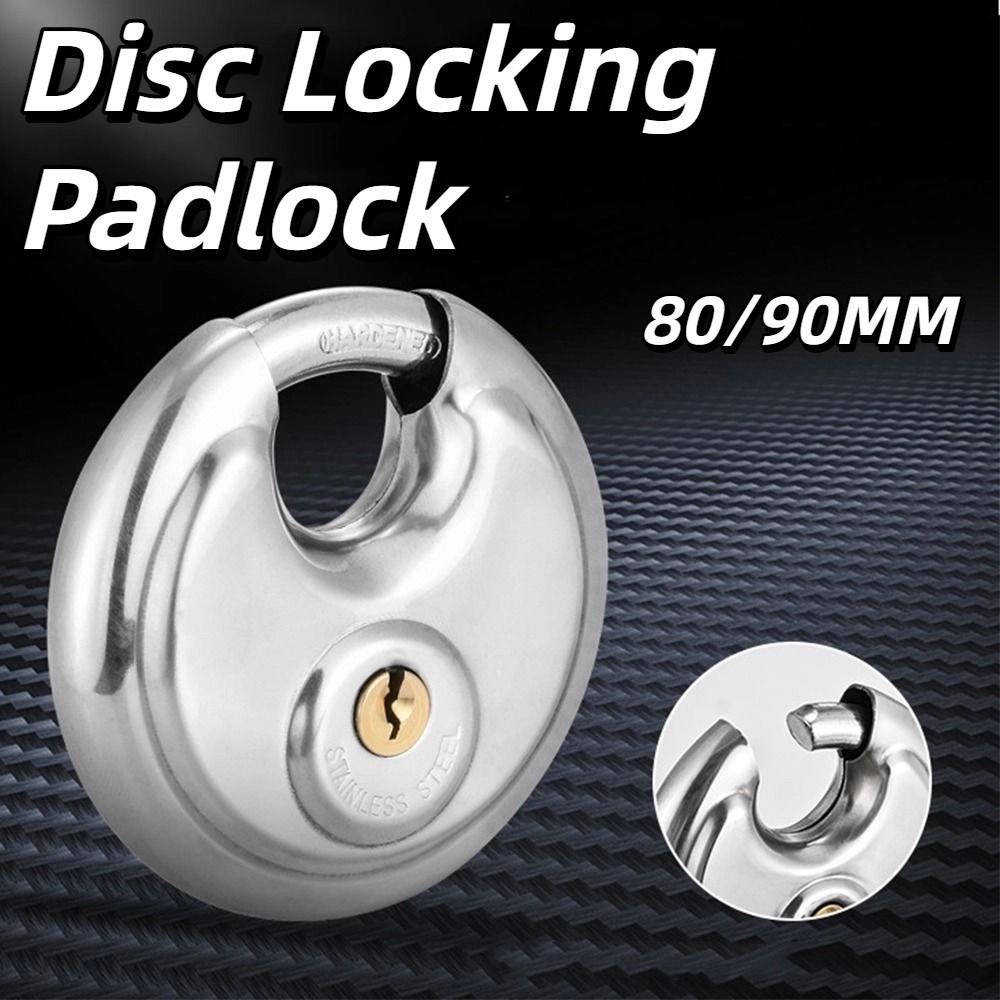 with 2 Keys Round Disc Lock Stainless Steel Security Lock Disc Locking Padlock Warehouse Door