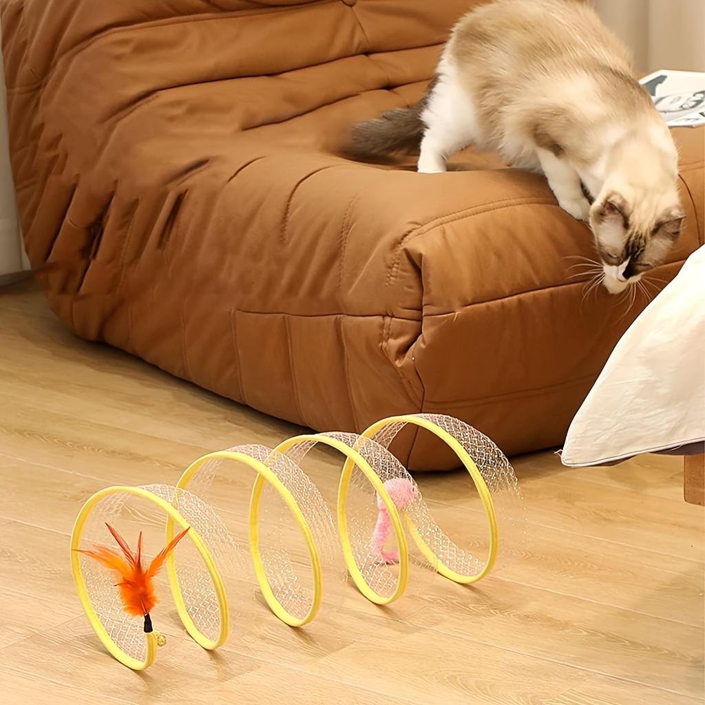 Collapsible S-Shaped Cat Tunnel with 2 Openings, Self-Happy Pet Toy for Kitten/Puppy Play, Perfect for Indoor and Outdoor Use