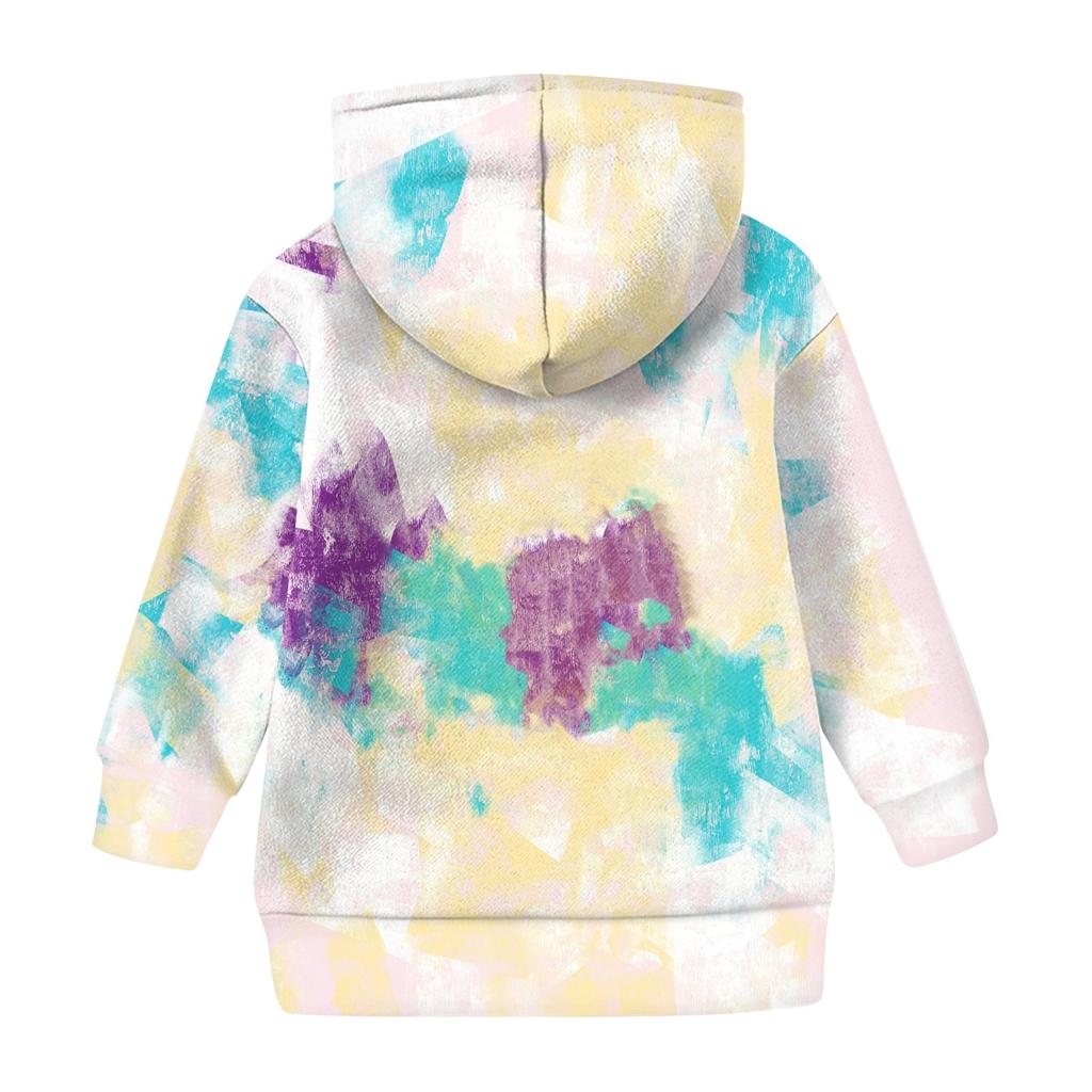 Children's Sweatshirt Girls Gradient Color Long Sleeve Hooded Pocket Sweatshirt