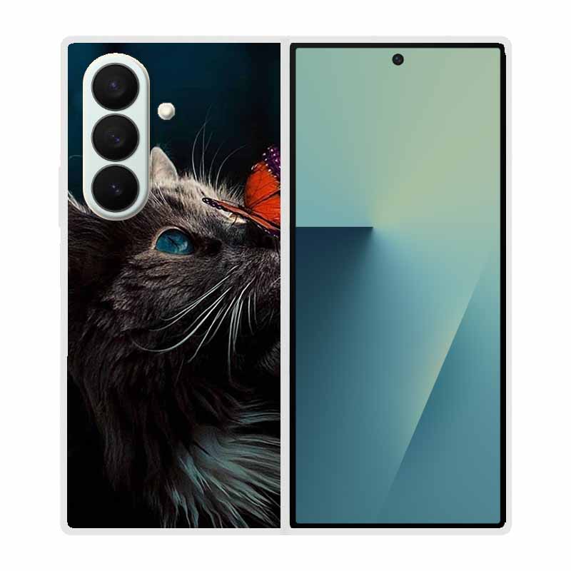 Чехол для SAMSUNG Fold 7 5G Чехлы Животное Мрамор Прозрачный Жесткий Телефон Funda для Galaxy Z Fold7 5G Задняя крышка Zfold7 Прозрачный корпус