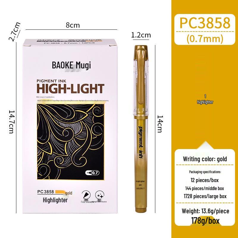 Набор гелевых ручек Boke Gold Glitter & White Highlight 1,0 мм для креативного рисования и ведения дневника