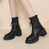 High-heeled Thick-soled Temperament Versatile Martin Boots Women's 2025 Autumn and Winter New Waterproof Table Lace-up Rear Zipper Elastic Short Boots