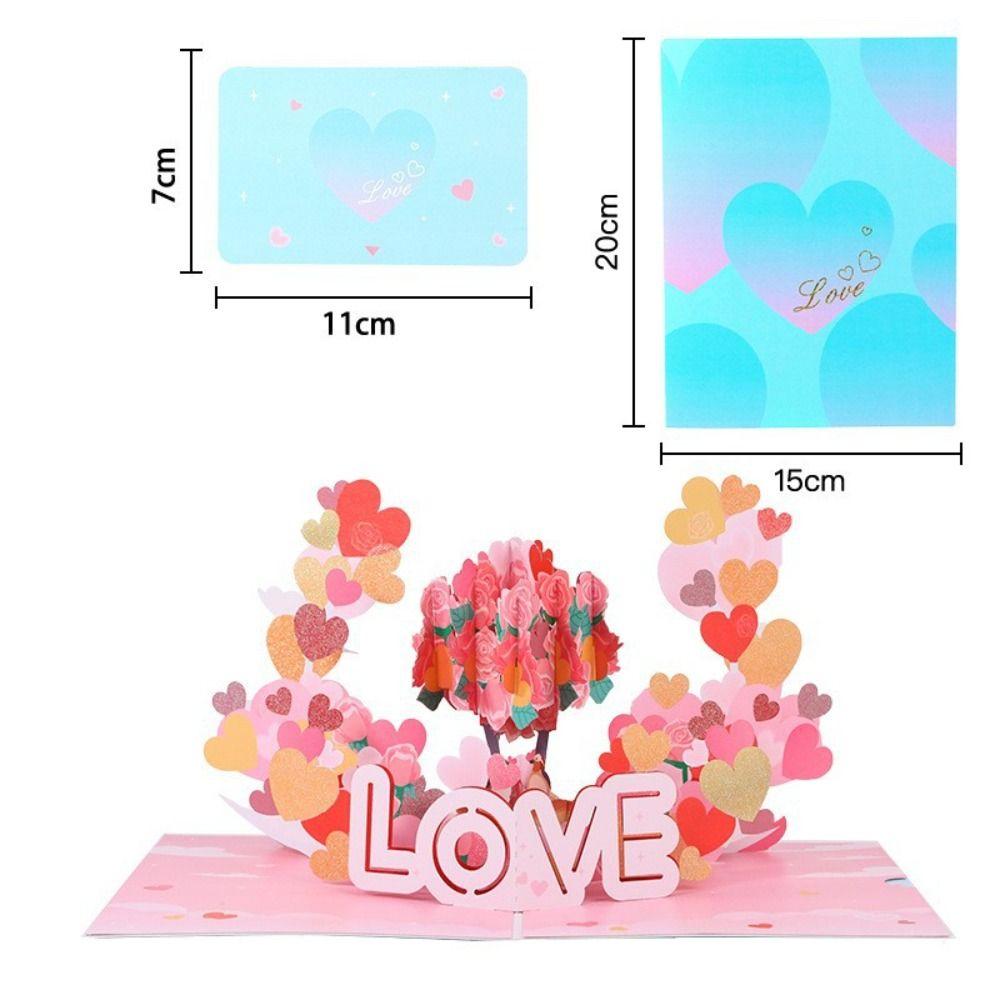 Handwriting 3D Pop-Up Valentine's Day Cards 3D Love Postcard Festival Decoration
