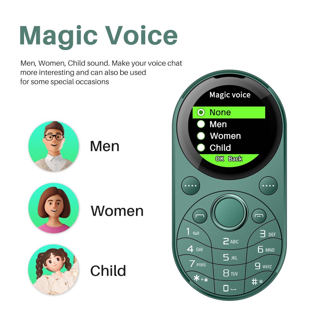 Mini Oval Small Phone, Dual SIM GSM 1.39-inch Screen Speed Dial Vibrating Frequency Modulation Radio Type-c
