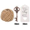Key Shaped Bottle Opener with Tag Card Twine for Wedding Guests Gift Party (50pcs Twine Card)