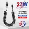 27W 5A Car Spring Stretch Fast Charging Cable For Apple iPhone 14 11 12 13 Pro Max 7 8 14 Plus X XR XS Data Cable Accessories