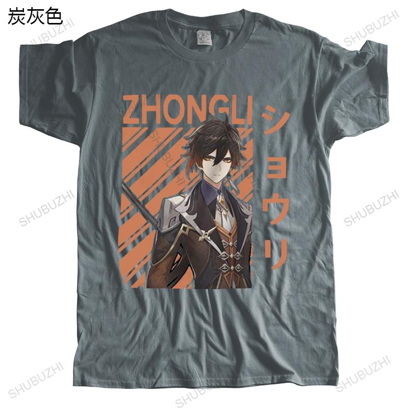 Футболка Zhongli Genshin Impact для унисекс, мягкие хлопковые футболки, топы, аниме, игра, футболки с коротким рукавом, городская, Харадзюку, футболка, подарок
