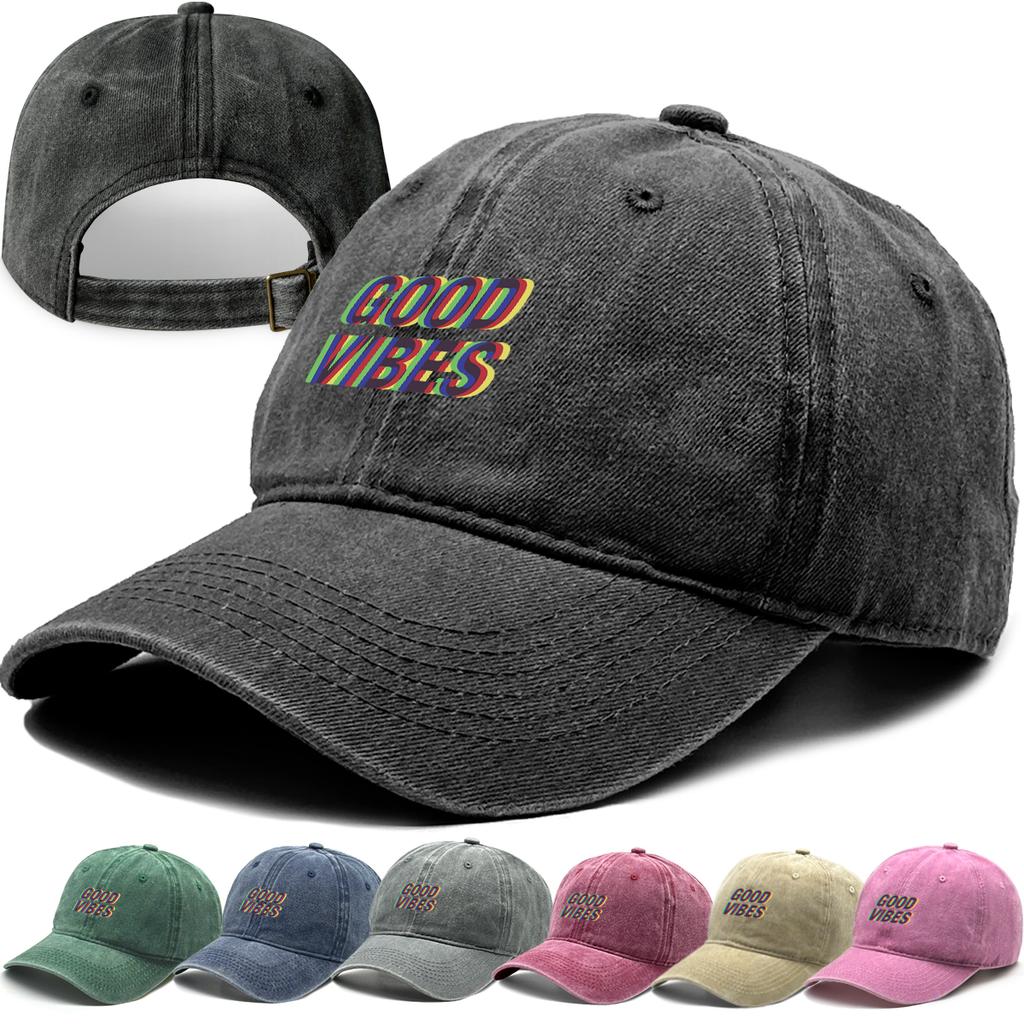Unisex Baseball Caps "GOOD VIBES" Trucker Cap Casual Fashion Adjustable Baseball Hat Ideal Choice For Gifts One Size Fits All