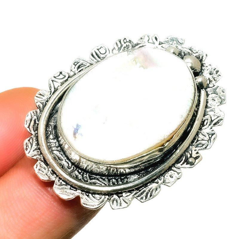Mother Of Pearl Gemstone 925 Silver Plated Handmade Jewelry Ring Size 7