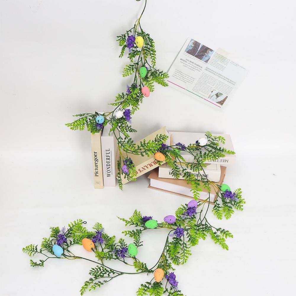 Easter Egg Garland with Artificial Easter Egg Yellow Daisy Greenery Spring Floral Garland Easter Garland for Fireplace Home Table Holiday Easter Decor