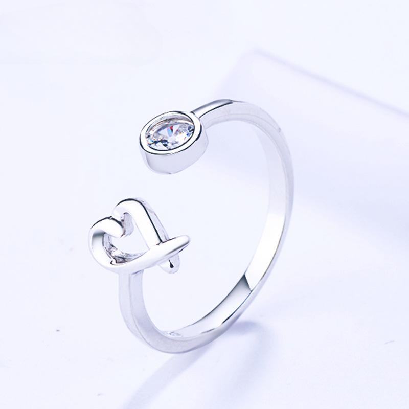 Кольцо в форме сердца из стерлингового серебра S925 пробы, женское серебряное украшение в форме сердца со стразами в корейском стиле