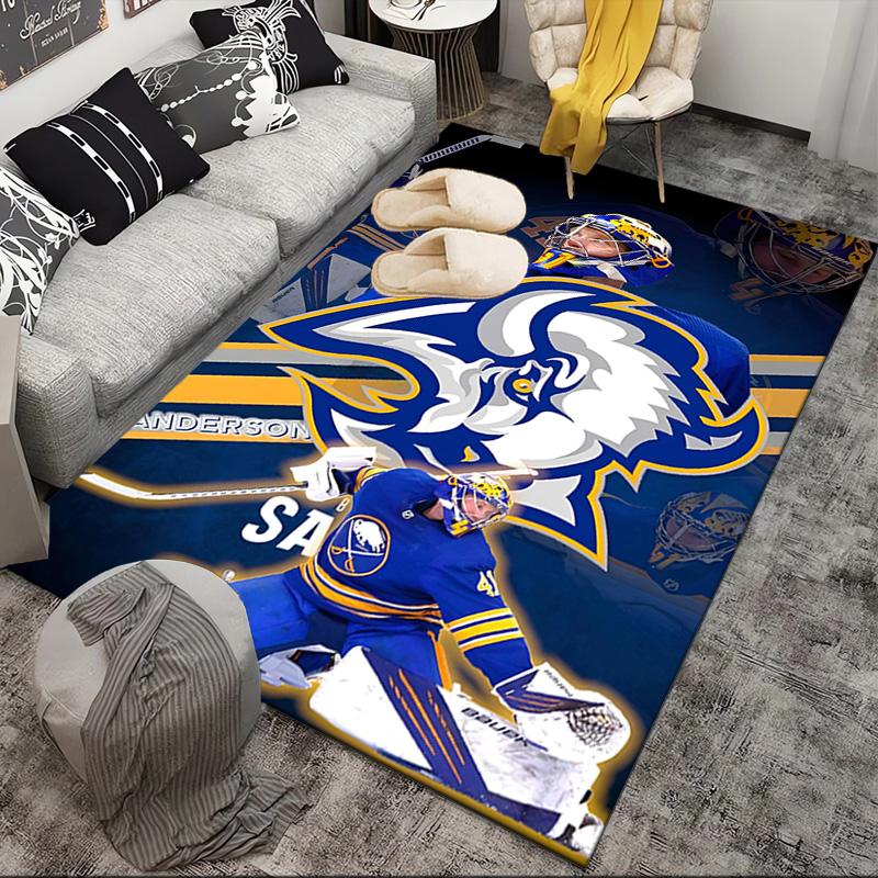 Sabres Hockey Team Spirit Area Rug Suitable for Indoor And Outdoor,Carpets for Kitchens, Homes, Offices, Living Rooms,Home Decor,Christmas Gift