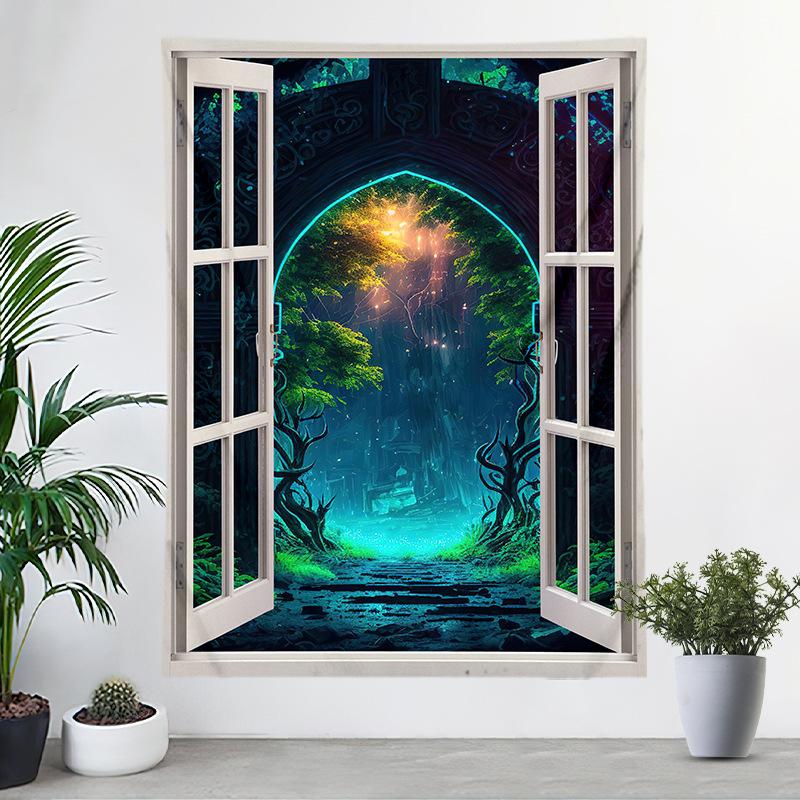 Ткань для подвешивания на окна Пейзаж Цифровая печать Гобелен Украшение спальни Ткань Фотофон Ткань Стена спальни Ткань