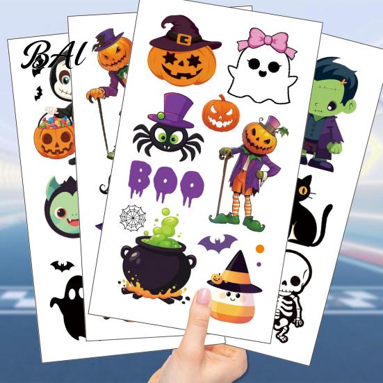 Quick Transfer Skin Art 10 Sheets Halloween Temporary Tattoos for Kids, Fake Tattoo Body Stickers, Waterproof Water Based Glue Face Makeup Supplies