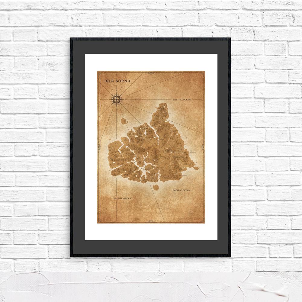 Парк Юрского периода карта плакат фэнтези сепия ретро дизайн динозавр затерянный мир настенная живопись маслом печать изображения