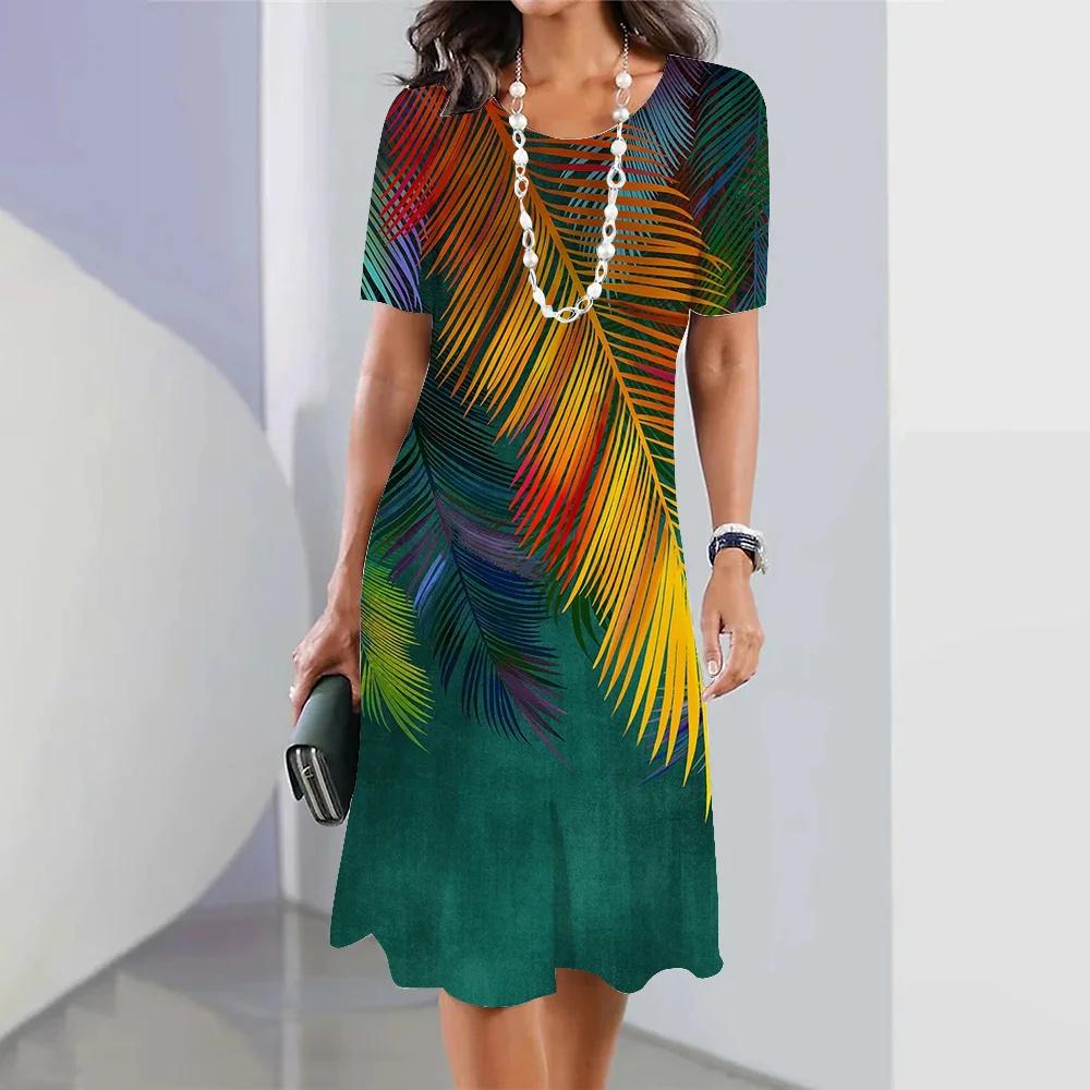 Hawaii Coconut Tree Print Women's Dresses Vacation Long Dresses Female Clothing Summer One-piece Dress