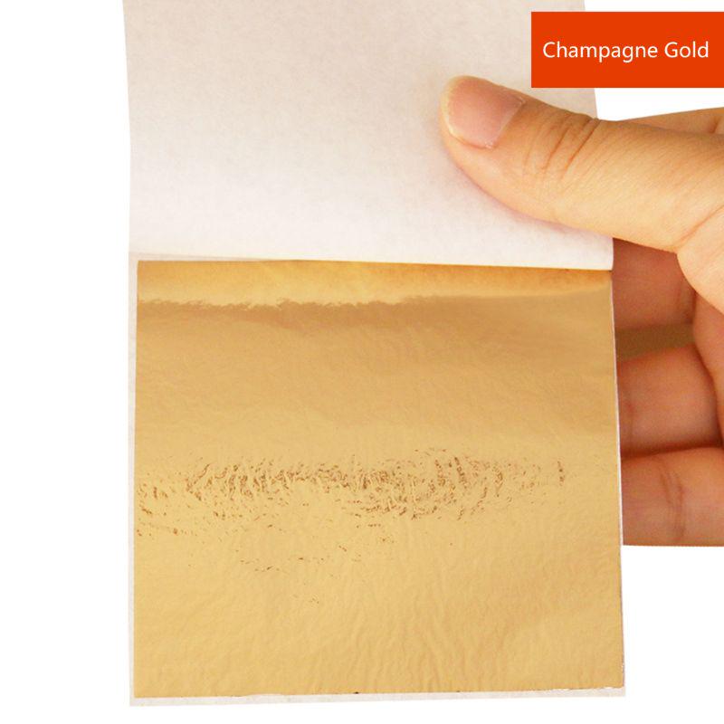 100Pcs Imitation Gold Sliver Copper Foil Papers Leaf Leaves Sheets Foil Paper Gilding Craft Resin Jewelry Making Filling