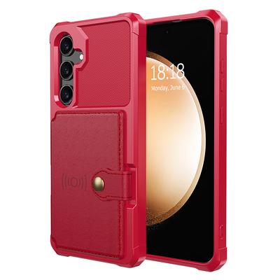 Чехол для Samsung Galaxy S25 с держателем для карт, задняя крышка телефона из ПУ кожи + ТПУ