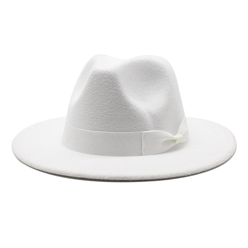 Ветер большой карниз шляпа мода бант плоский край цилиндр шляпа мужчины и женщины шерстяная джаз шляпа Lmn193