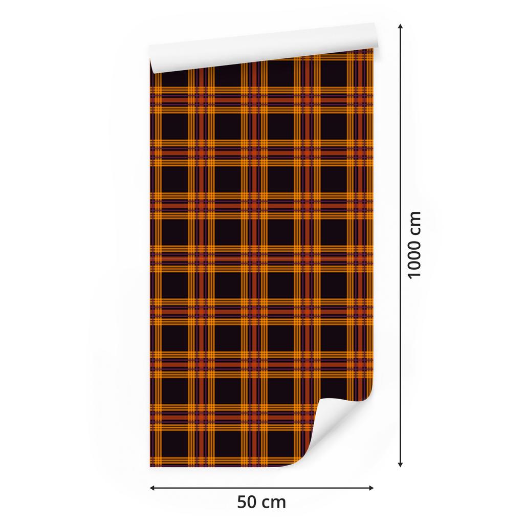 Halloween Orange and Burgundy Plaid Wallpaper for Living Room and Bedroom 50x1000