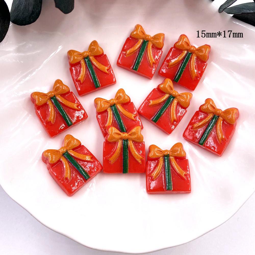 Красочные рождественские комбинированные фигурки из смолы с плоской спинкой, мультяшные фигурки, узор, сделай сам, скрапбук, художественный материал, орнамент