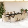 VidaXL Garden Dining Set and Cushions 11pcs Beige Rattan Glass, Outdoor Dining Set 3278594