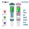 Новый Bluetooth 7 в 1 pH/TDS/EC/ОВП/Соленость /S. G/Измеритель температуры Тестер качества воды для питьевой воды Аквариумы pH-метр
