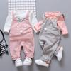 2pcs Outfits Baby Girl Long Sleeve Tops+Strap Cute Cat Trousers